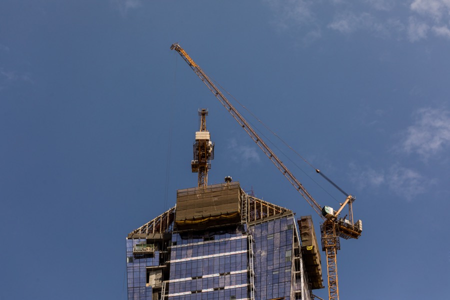 Construction activity in Downtown Dubai