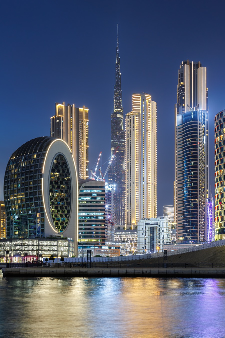 Burj Khalifa and the Downtown Dubai skyline at twilight